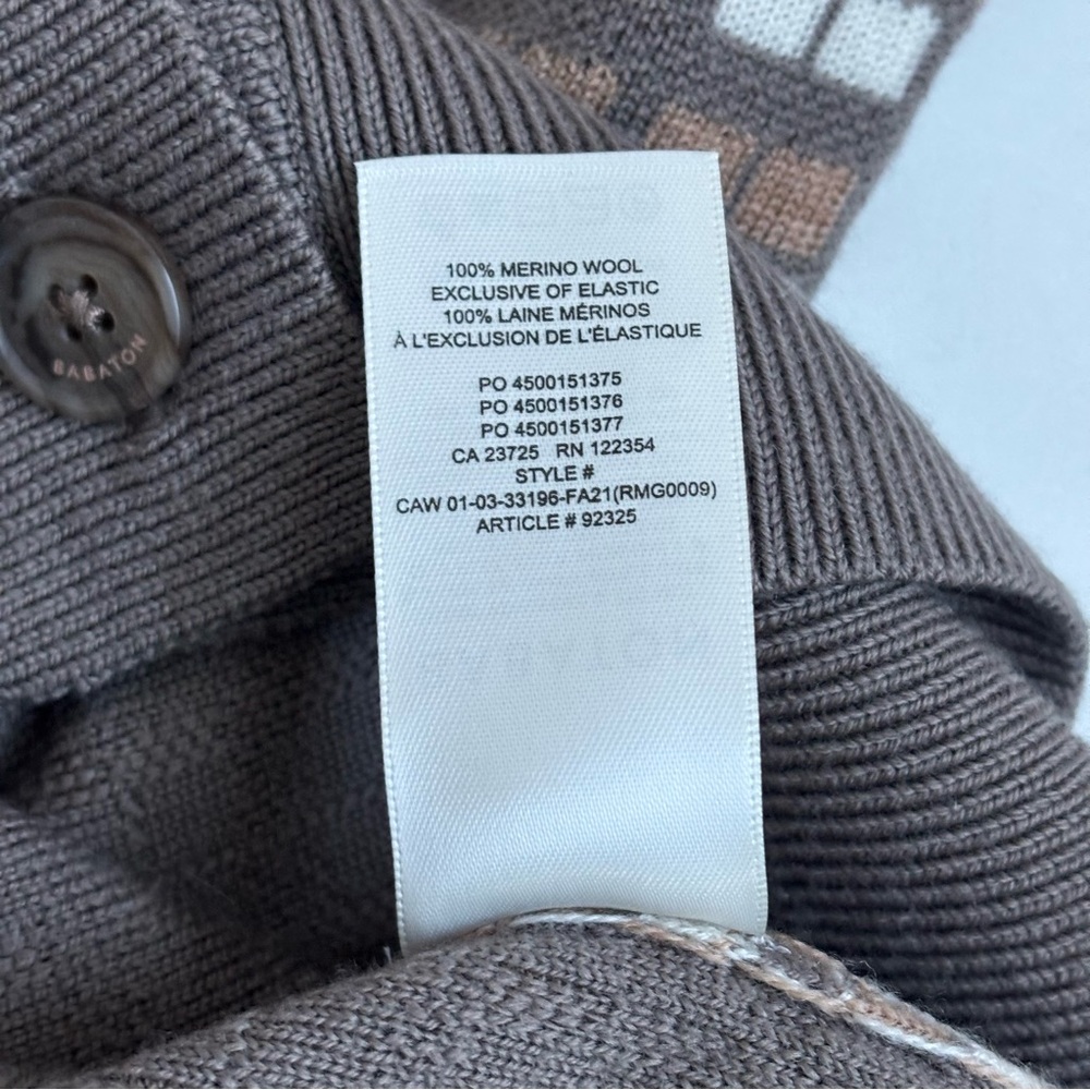 Aritzia Babaton Lacer Merino Wool Cardigan Sweater Brown White Checkered Small - Picture 12 of 17